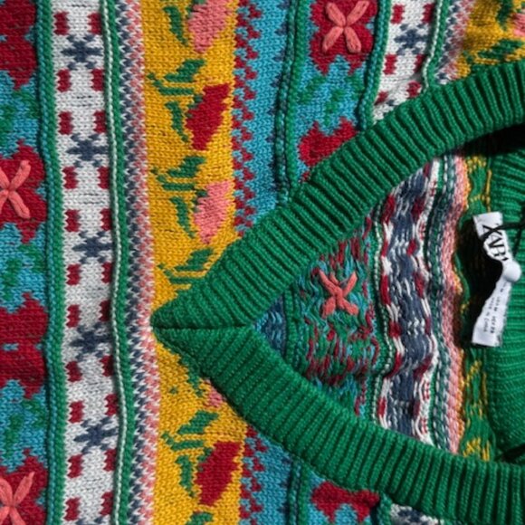 Zara whimsical floral jacquard knit vest, size M, NWOT - Picture 7 of 12